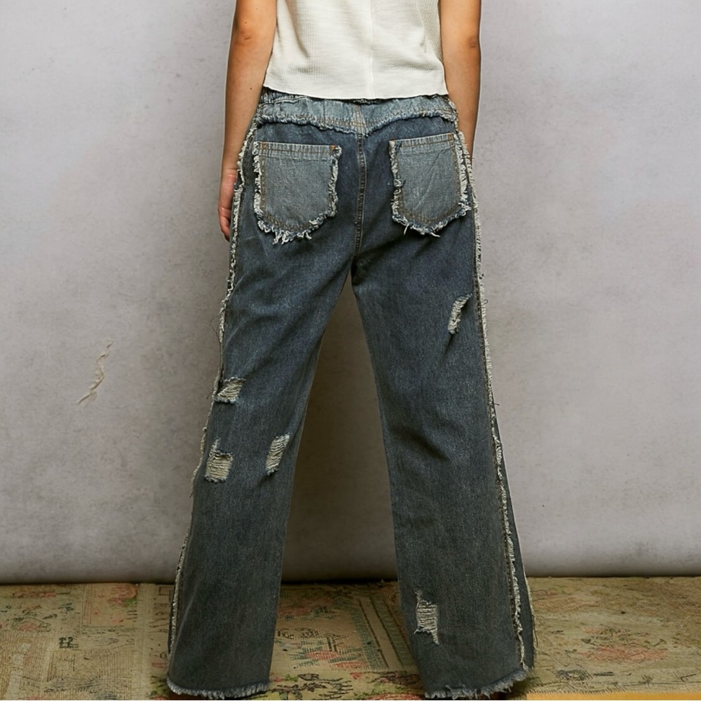NWT POL Distressed Wide-Leg Denim Jeans - Picture 4 of 8